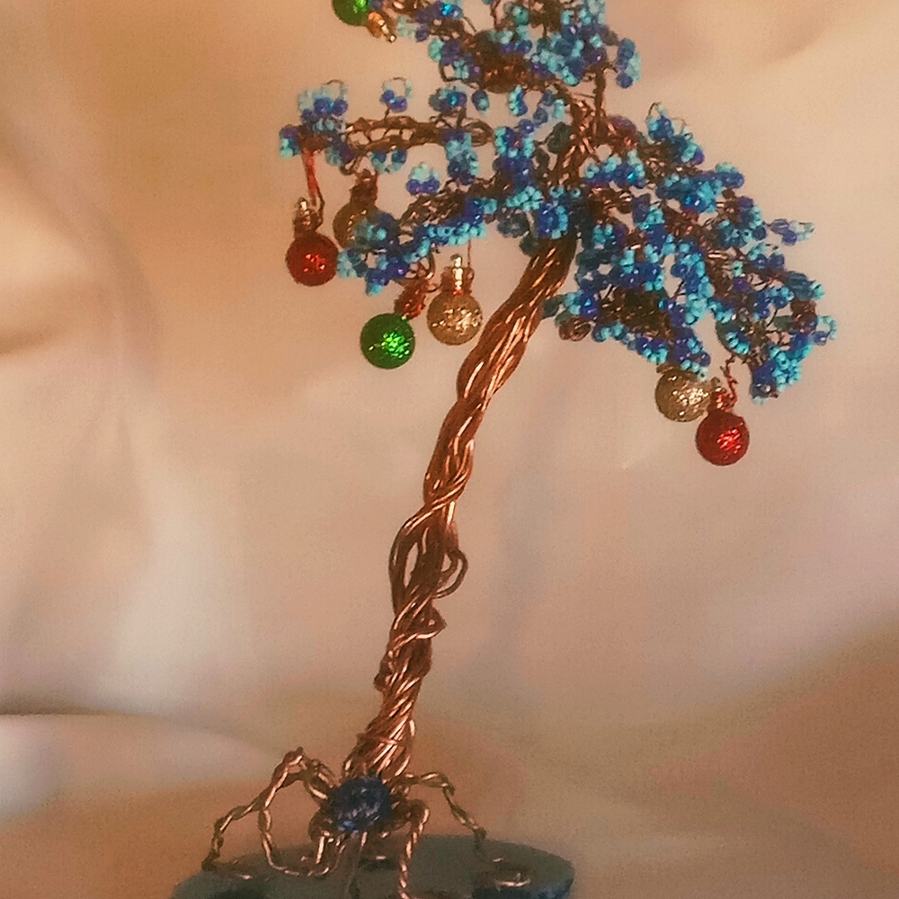 Giftable Hand Crafted Copper Wire Blue Jungle Tree